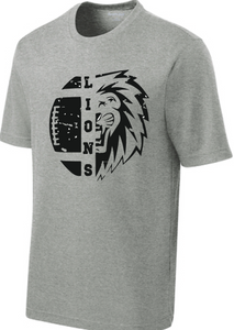 Lions Football Performance T-Shirt / Heather Gray / Larkspur Football - Fidgety