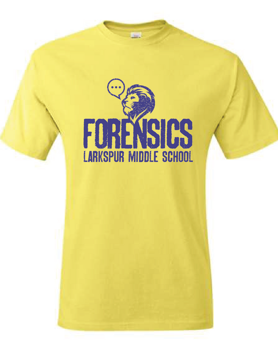Authentic 100% Cotton T-Shirt / Yellow / Larkspur Middle School Forensics
