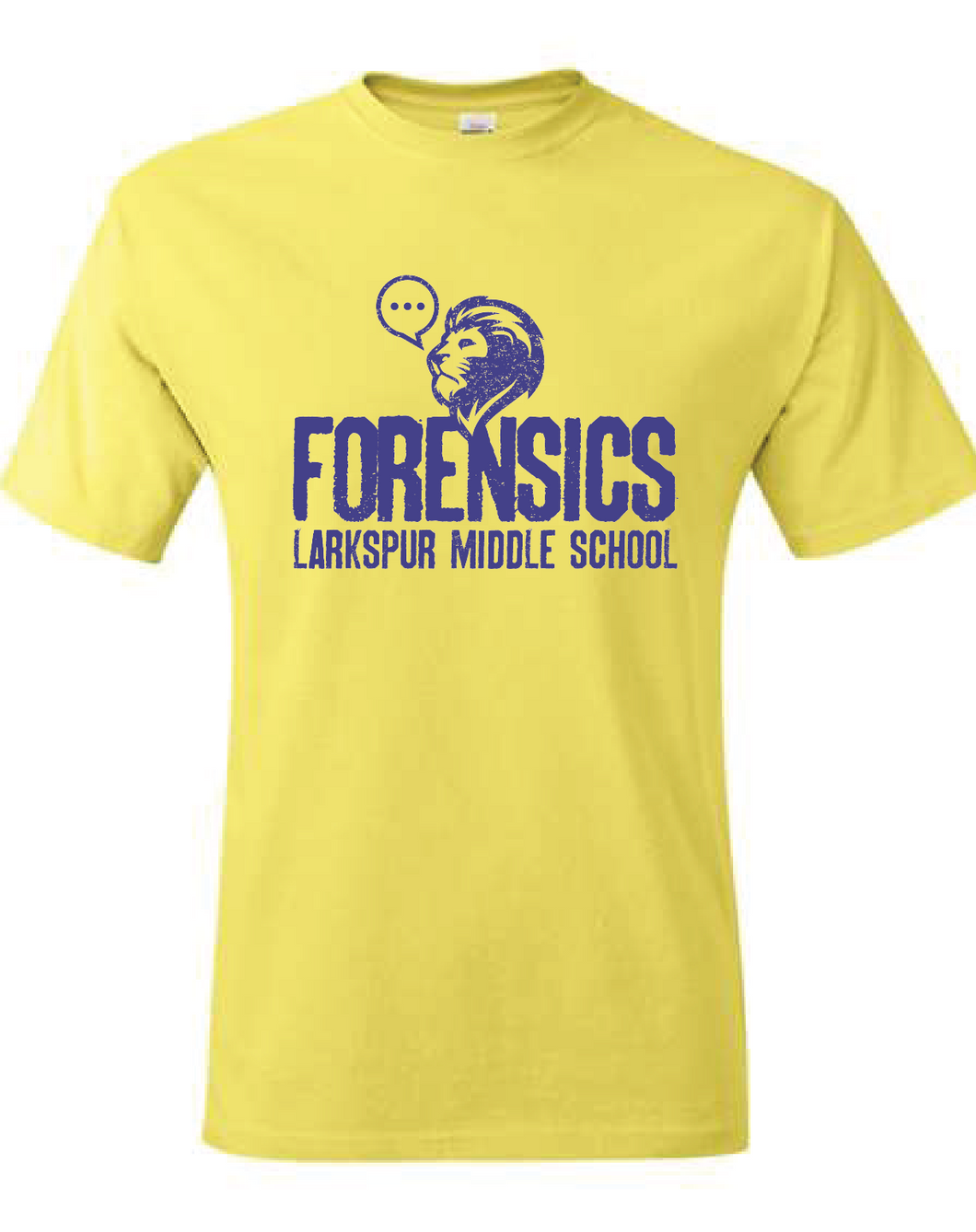 Authentic 100% Cotton T-Shirt / Yellow / Larkspur Middle School Forensics