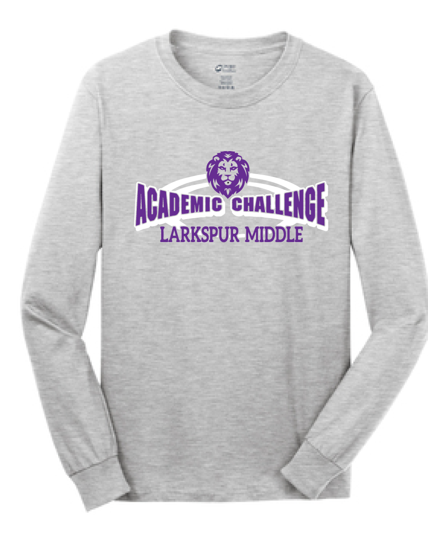 Long Sleeve Cotton t-shirt / Athletic Gray / Larkspur Academic Challenge