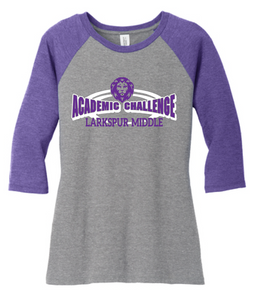 Tri-blend 3/4-Sleeve Raglan / Purple & Grey Frost / Larkspur Academic Challenge