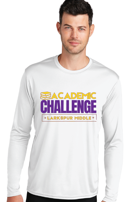 Long Sleeve Performance Tee / White / Larkspur Middle Academic Challenge