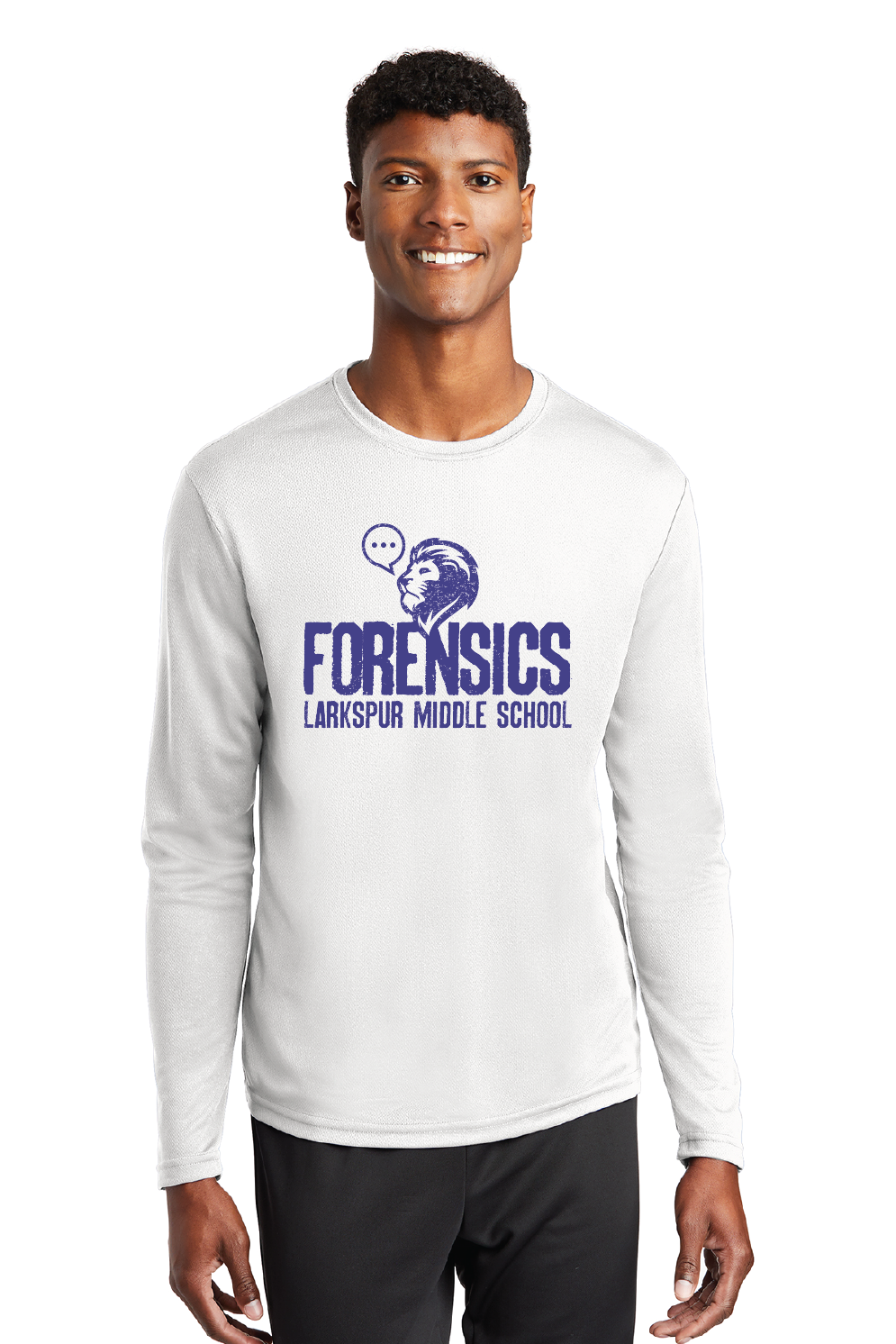 RacerMesh Long Sleeve Tee / White / Larkspur Middle School Forensics