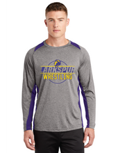 Long Sleeve Heather Colorblock Contender Tee / Grey & Purple / Larkspur Middle School Wrestling