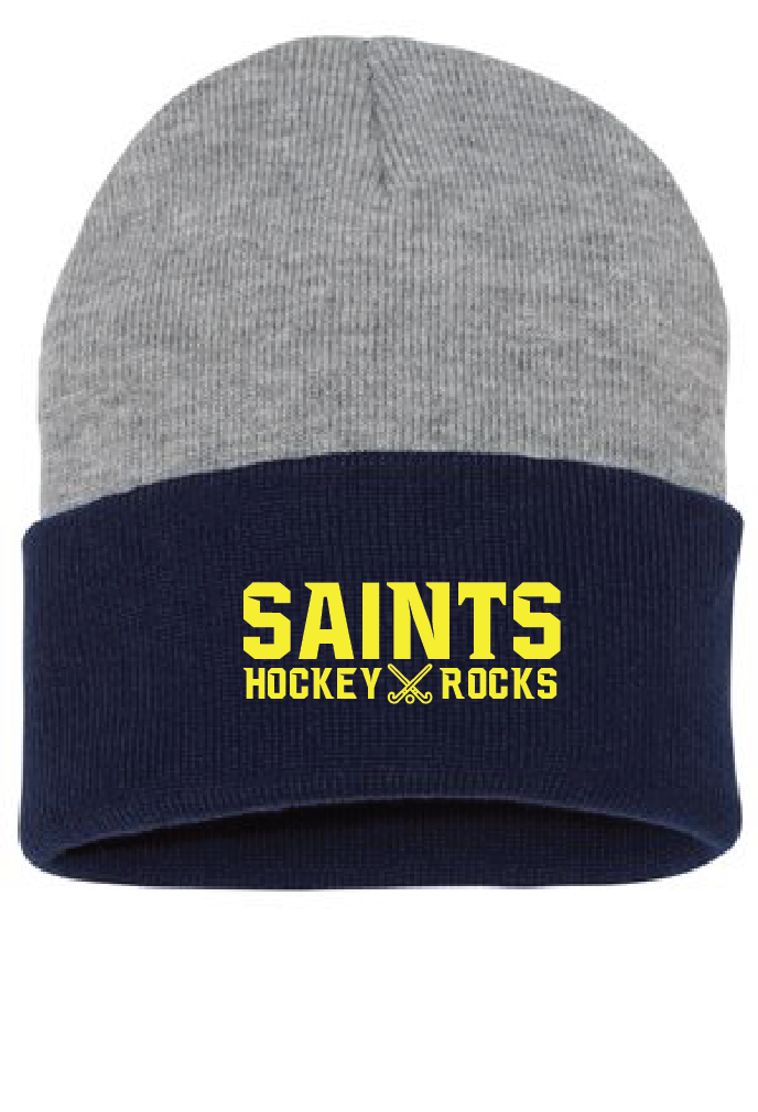 Knit Beanie / Navy & Heather Gray / Saints Field Hockey-[product_collection]