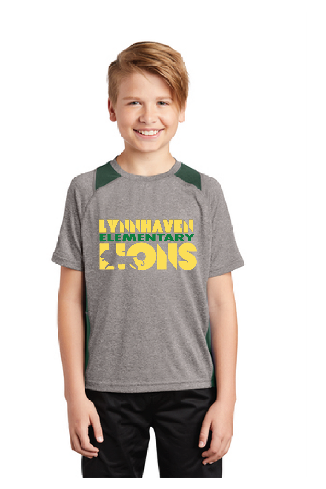 Youth Heather Colorblock Contender Tee / Green / Lynnhaven Elementary