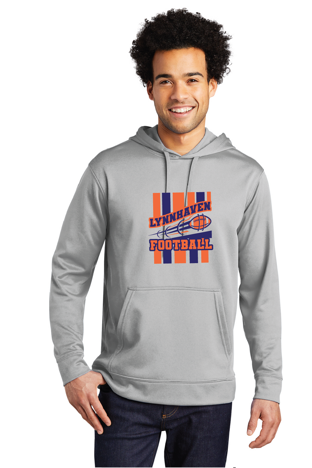 Performance Fleece Pullover Hooded Sweatshirt / Silver / Lynnhaven Football