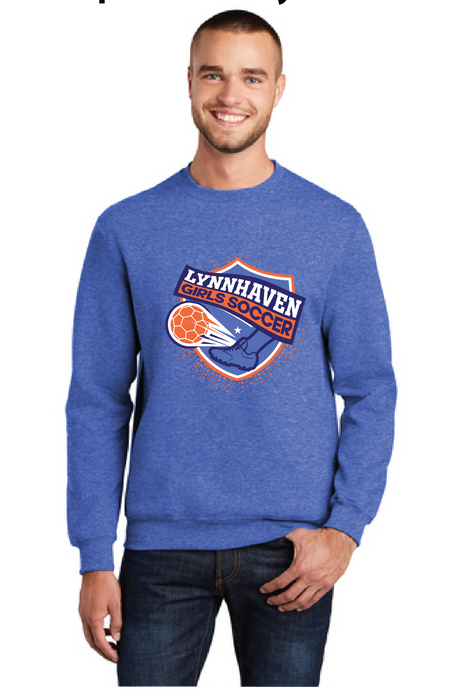 Essential Fleece Crewneck Sweatshirt (Youth & Adult) / Heather Royal / Lynnhaven Girls Soccer