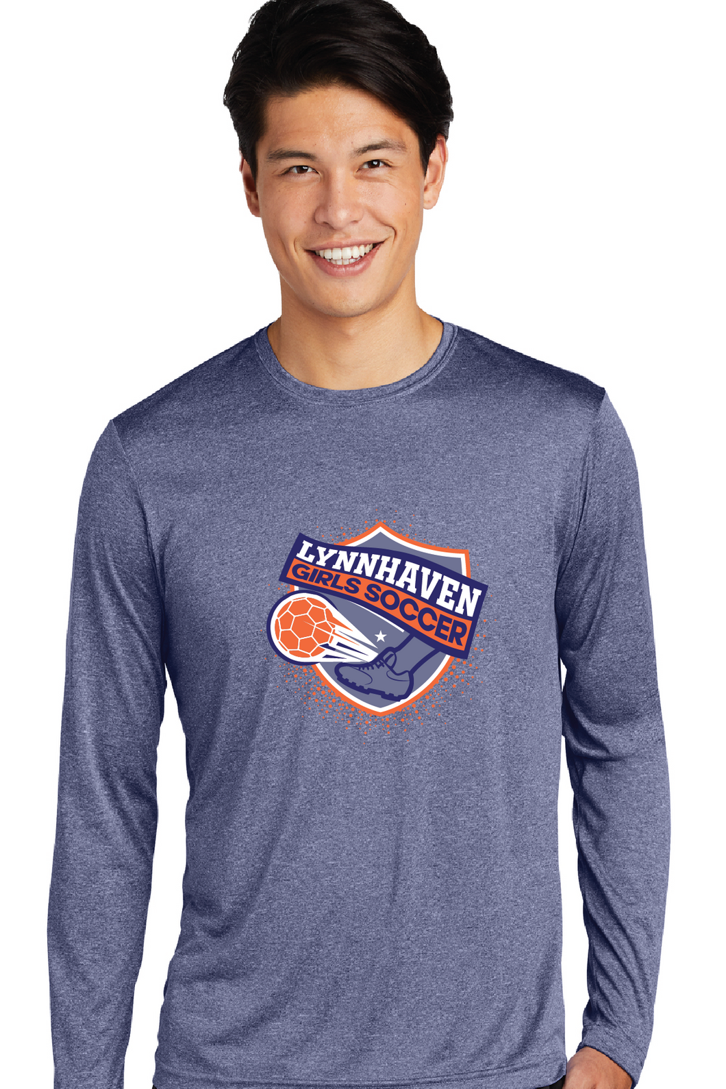 Long Sleeve Heather Contender Tee / Navy Heather / Lynnhaven Girls Soccer