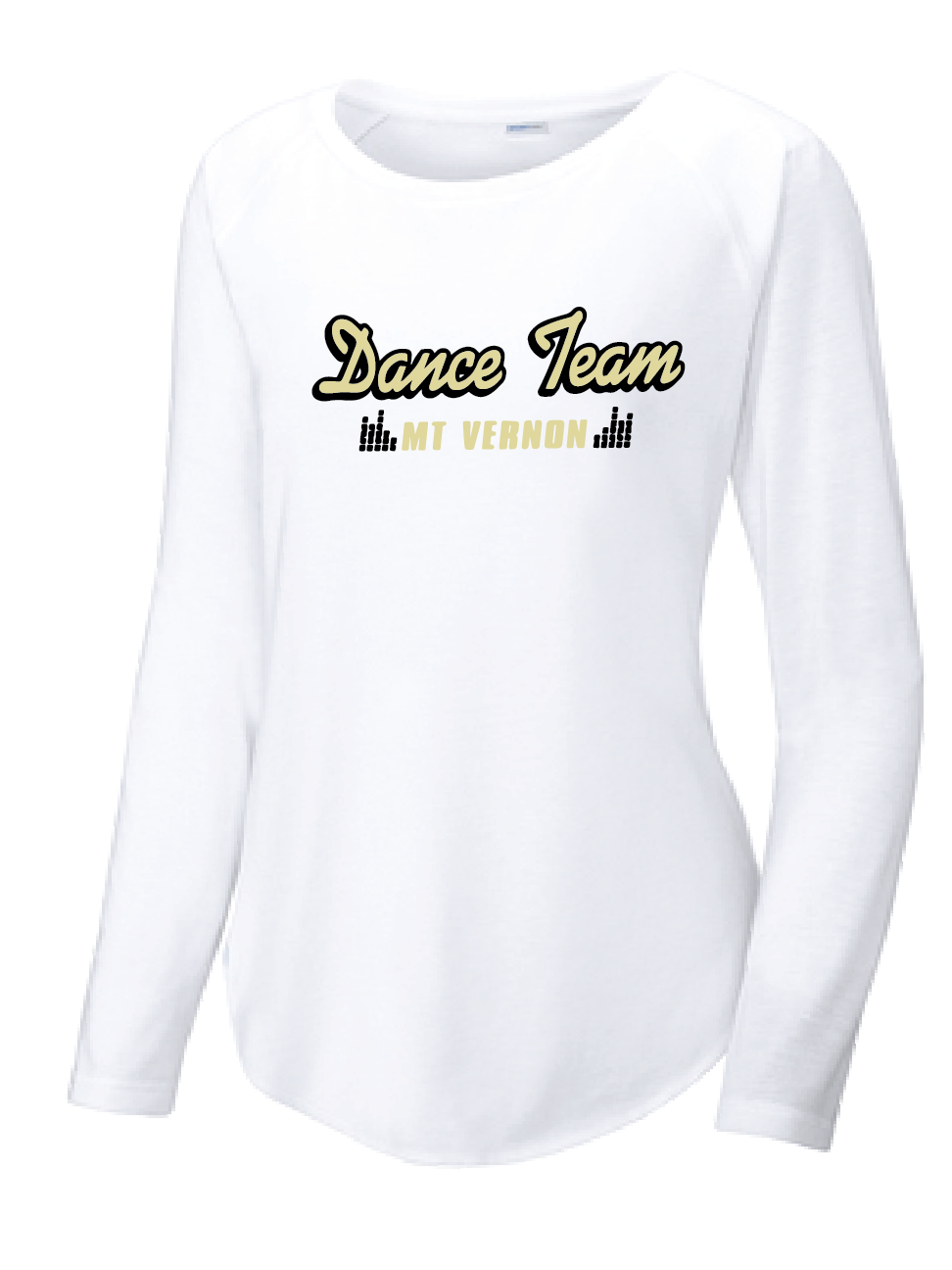 Long Sleeve Tri-Blend Scoop Neck Raglan Tee / White / Mt Vernon Dance