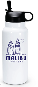 32oz Stainless Steel Water Bottle / White / Malibu Elementary