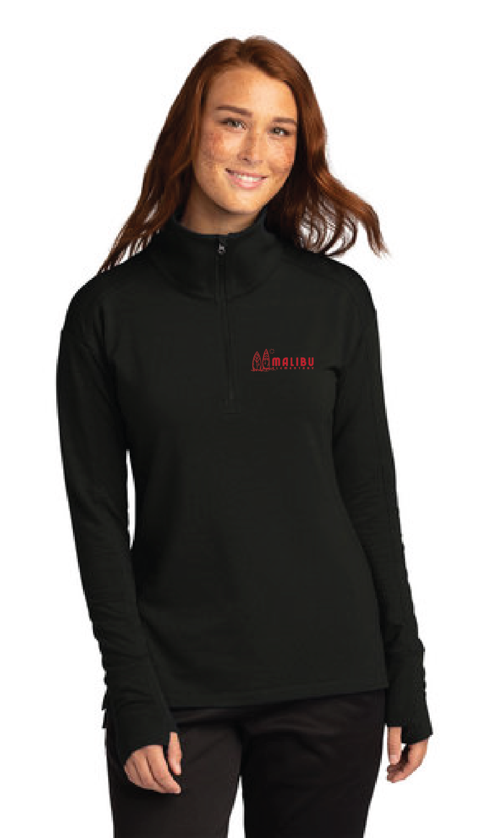 Ladies Flex Fleece 1/4-Zip / Black / Malibu Elementary Staff