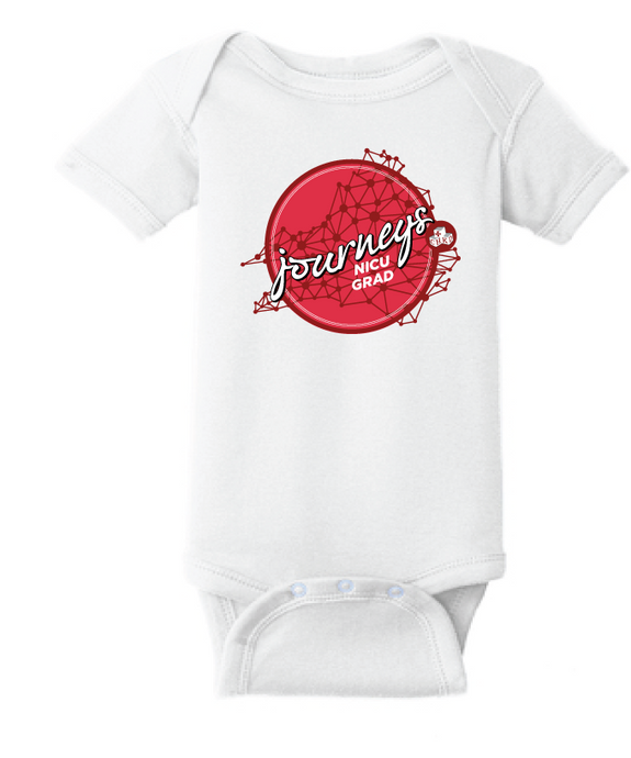 Infant Short Sleeve Baby Rib Bodysuit / White / CHKD NICU - Fidgety