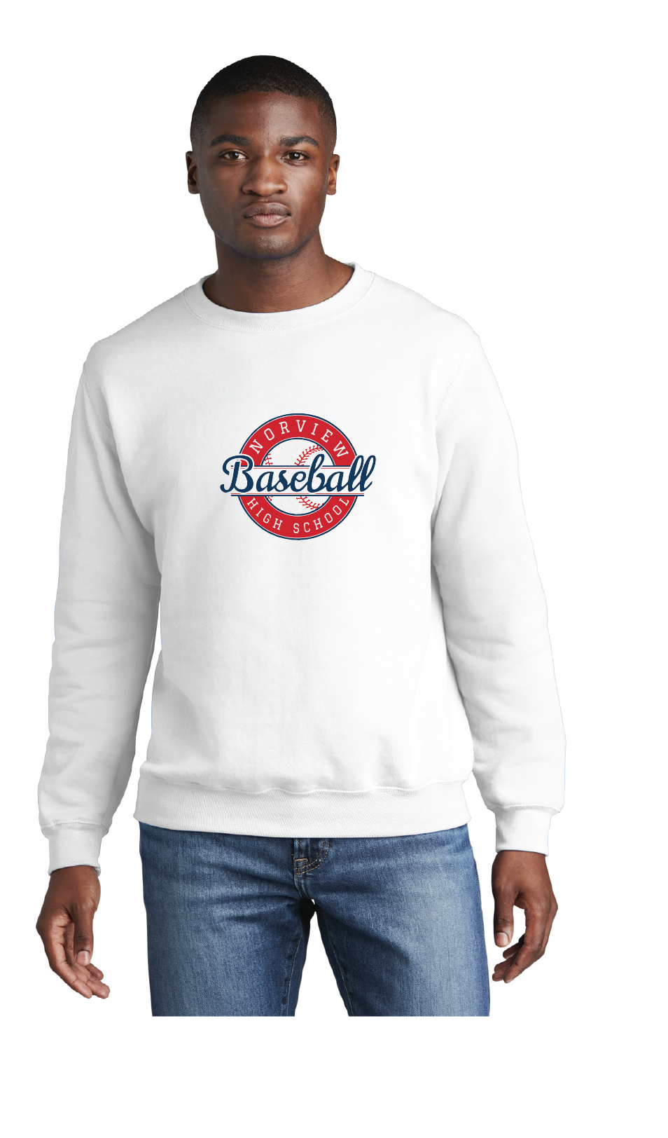 Core Fleece Crewneck Sweatshirt / White / Norview High School Baseball