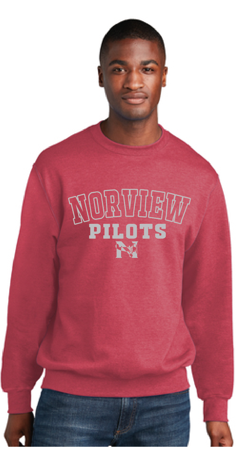 Core Fleece Crewneck Sweatshirt / Heather Red / Norview High School Baseball