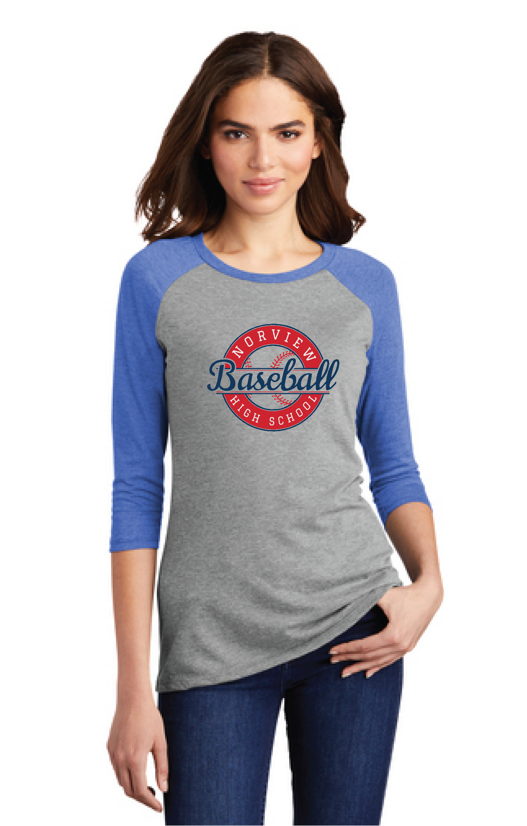 Women’s Perfect Tri 3/4-Sleeve Raglan / Royal Frost / Norview High School Baseball