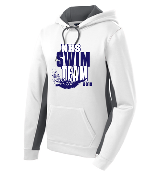 Sport-Wick Fleece Hooded Pullover / White & Gray / Norview Swim