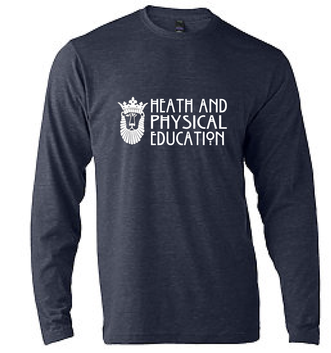 Unisex Poly-Rich Blend Long Sleeve T-Shirt / Heather Navy / ODU HPE - Fidgety