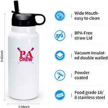 32 oz Double Wall Stainless Steel Water Bottle  / White / Princess Anne Crew Club