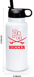 32 oz Double Wall Stainless Steel Water Bottle  / White / Princess Anne High School Boys Soccer