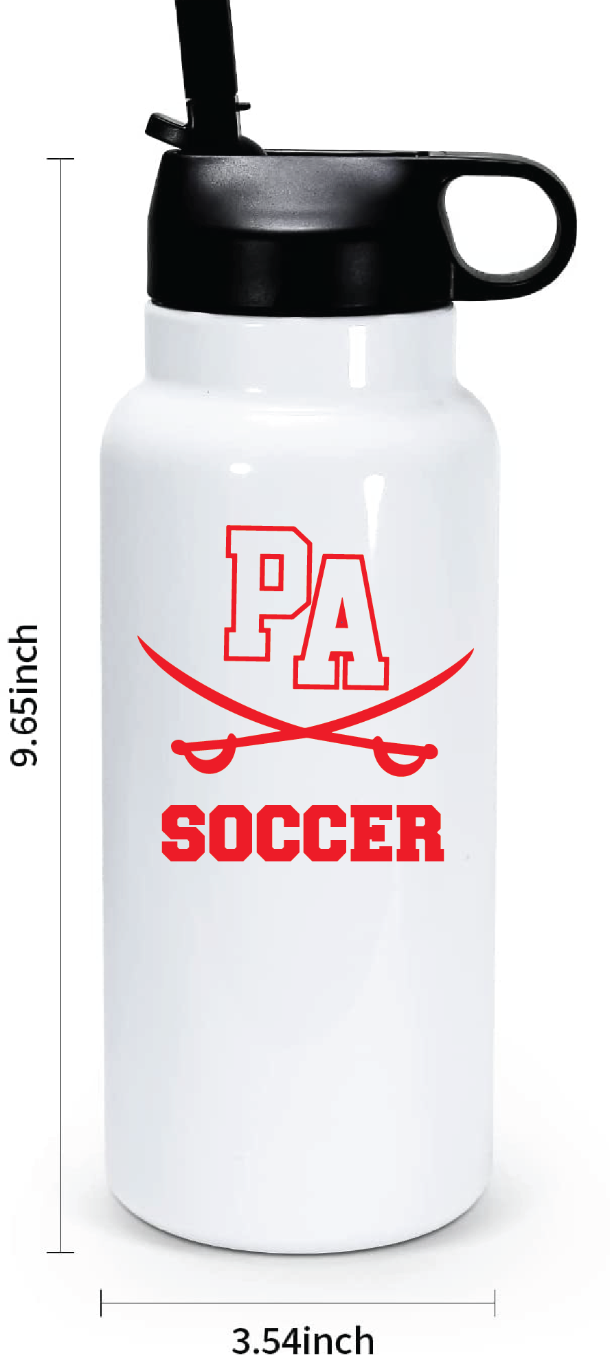 32 oz Double Wall Stainless Steel Water Bottle  / White / Princess Anne High School Boys Soccer
