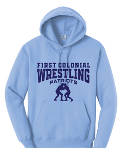 Fleece Hooded Sweatshirt / Light Blue / First Colonial Wrestling