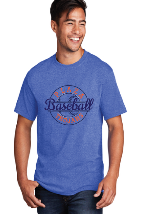 Cotton Short Sleeve T-Shirt / Heather Royal / Plaza Middle School Baseball