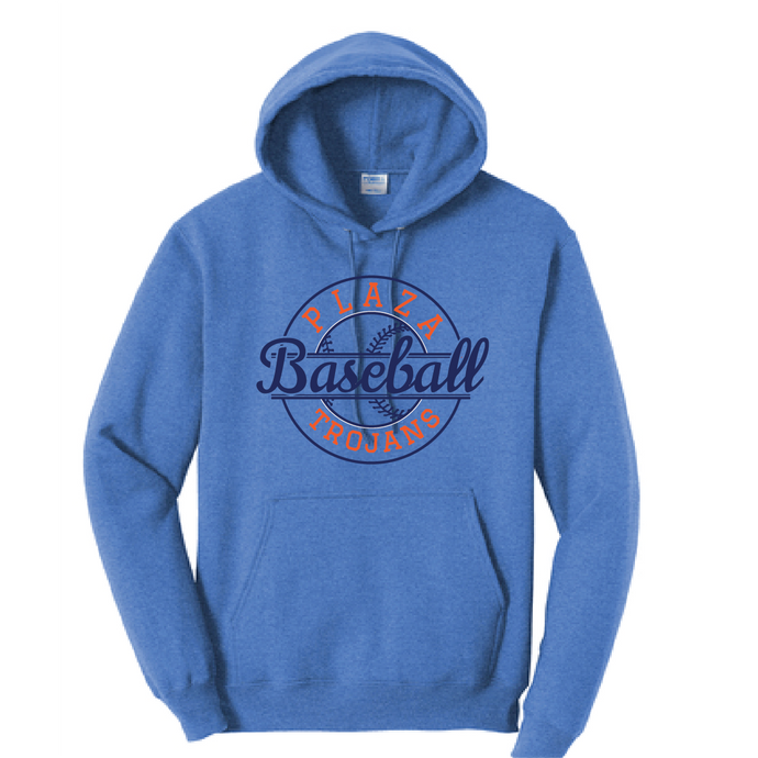Fleece Pullover Hooded Sweatshirt / Heather Royal / Plaza Middle School Baseball