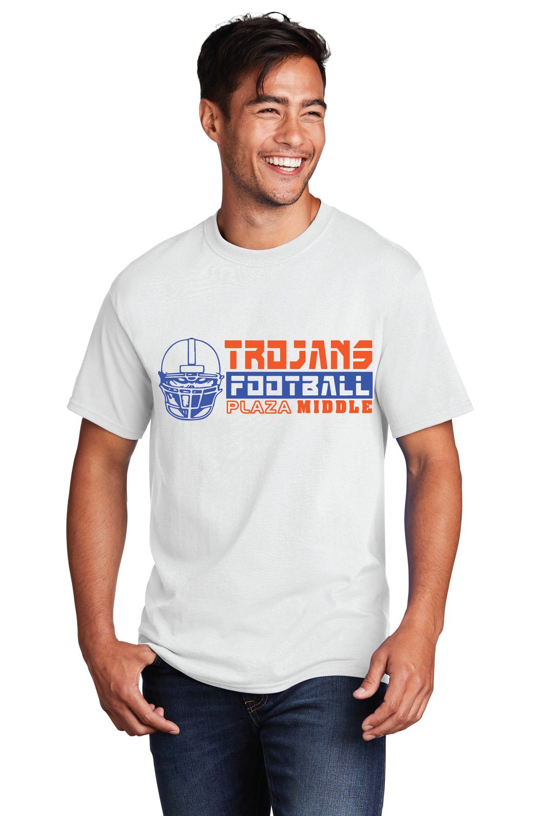 Short Sleeve Cotton T-Shirt (Youth & Adult) / White / Plaza Football