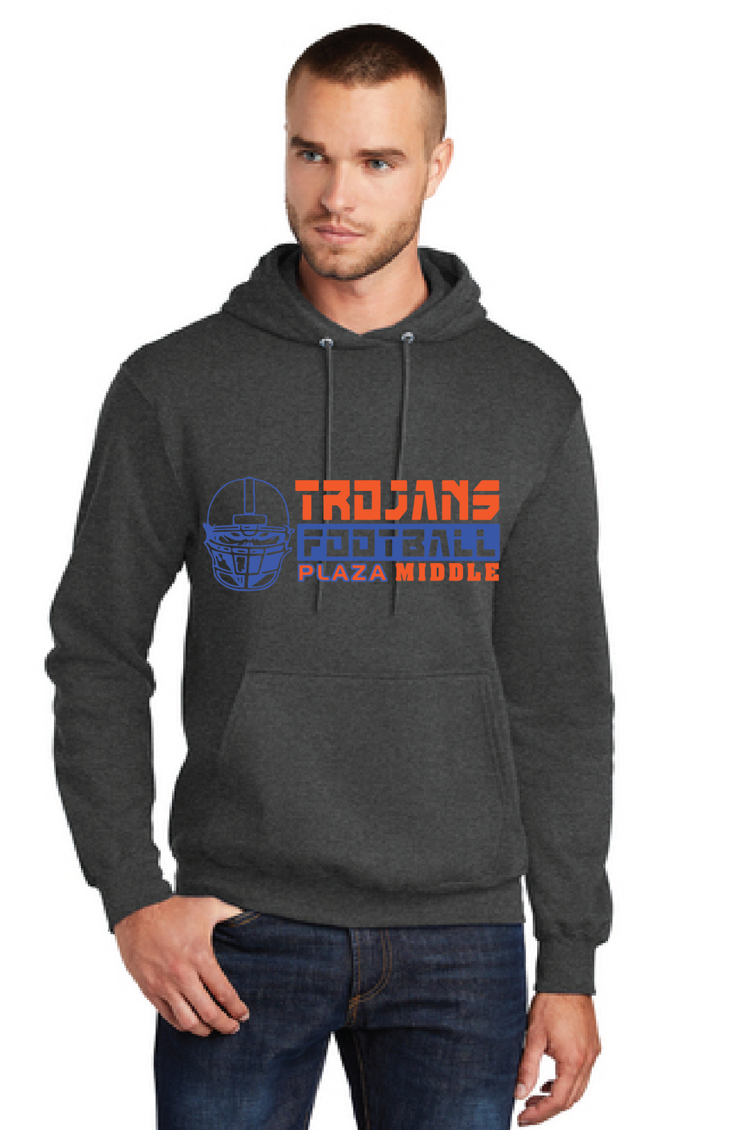 Fleece Hooded Sweatshirt / Charcoal Heather / Plaza Middle School Football