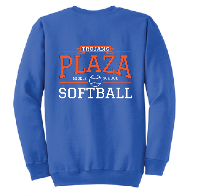 Fleece Crewneck Sweatshirt / Heather Royal / Plaza Middle School Softball