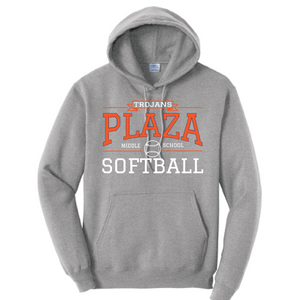 Fleece Hooded Sweatshirt / Grey / Plaza Middle School Softball