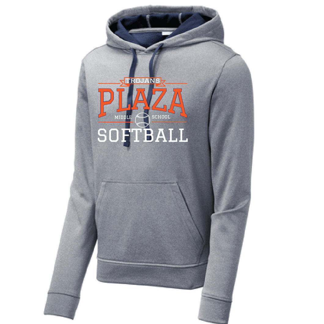 Performance Hooded Sweatshirt/ Navy Heather / Plaza Middle School Softball