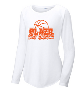 Ladies Long Sleeve Tri-Blend Scoop Neck Raglan Tee / White / Plaza Girls Basketball