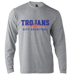 Long Sleeve Tri-Blend T-Shirt / Heather Gray / Plaza Boys Basketball