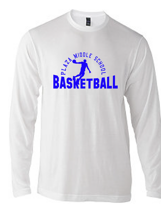 Performance Blend Long Sleeve T-Shirt / White / Plaza Boys Basketball - Fidgety