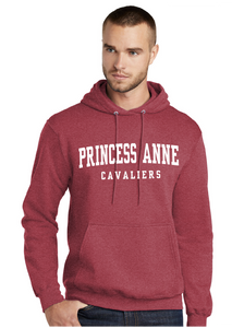 Core Fleece Pullover Hooded Sweatshirt / Heather Red / Princess Anne High School