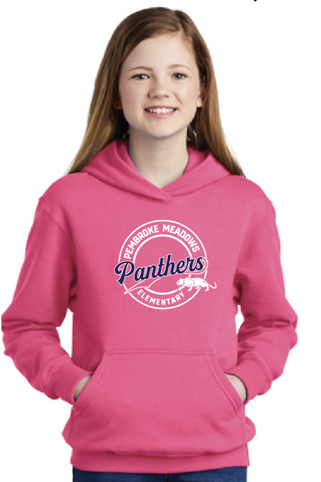 Core Fleece Pullover Hooded Sweatshirt (Youth & Adult) / Neon Pink / Pembroke Meadows Elementary
