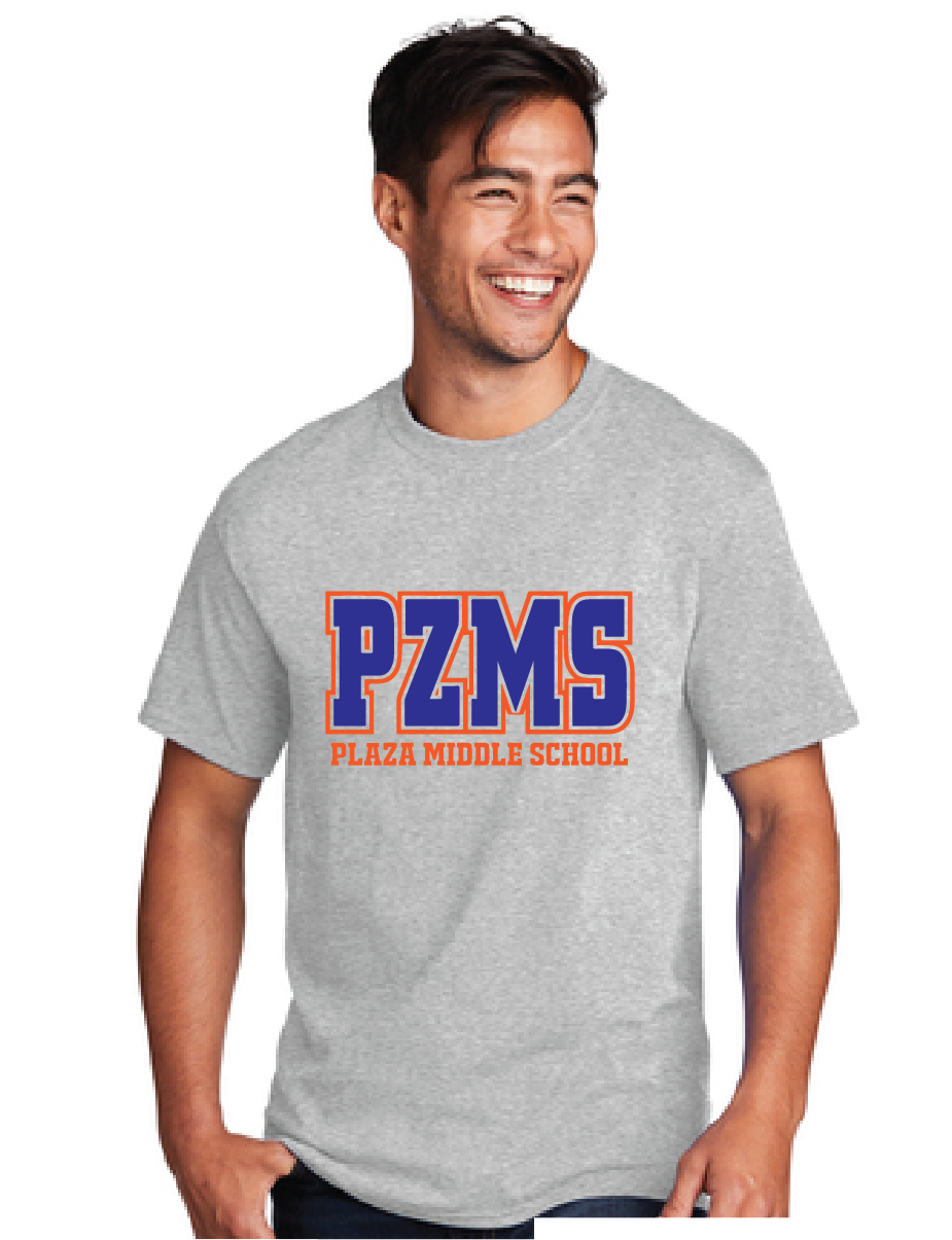 Short Sleeve Cotton Tee (Youth & Adult) / Ash Grey / Plaza Middle School