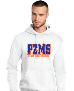 Fleece Hooded Sweatshirt / White / Plaza Middle School