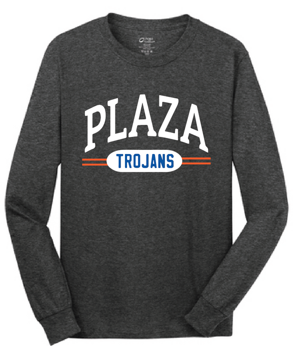 Long Sleeve Cotton Tee (Youth & Adult) / Charcoal Heather / Plaza Middle School