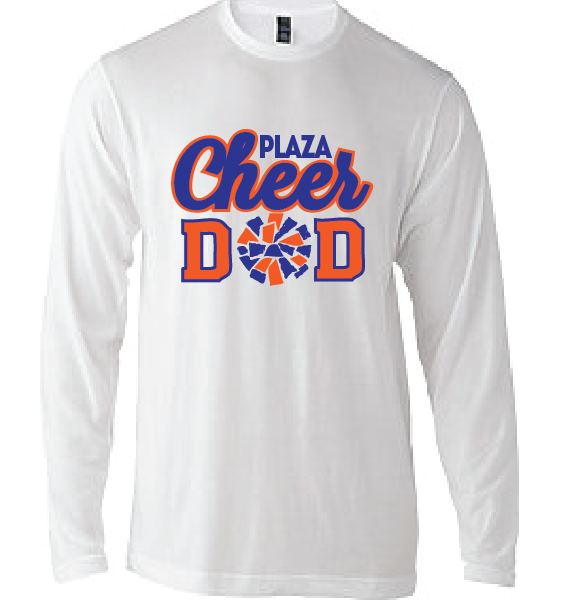 Men's Long Sleeve Cheer Dad T-shirt / White / Plaza Cheer - Fidgety