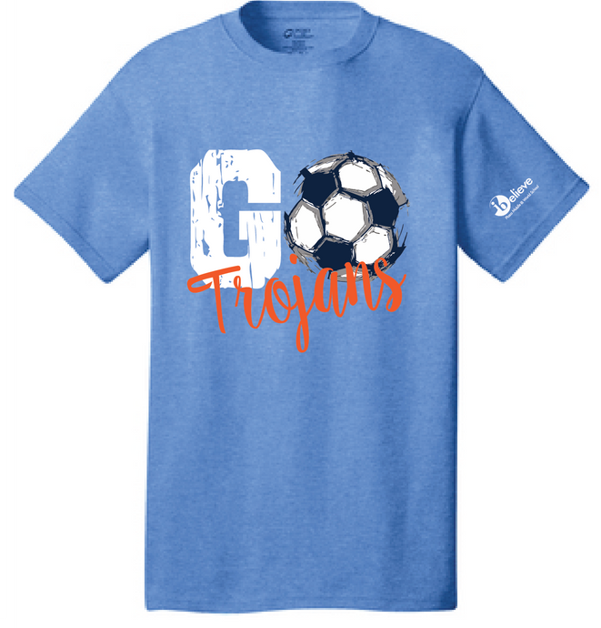 Go Trojans Short Sleeve T-Shirt / Heather Royal / Plaza Girls Soccer - Fidgety