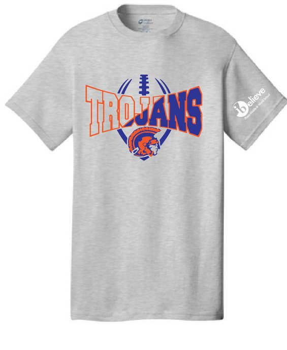 Trojans Short Sleeve T-Shirt / Ash Gray / Plaza Football - Fidgety
