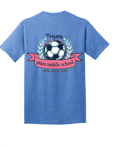 Trojans Southern Short Sleeve T-Shirt / Heather Royal / Plaza Girls Soccer - Fidgety