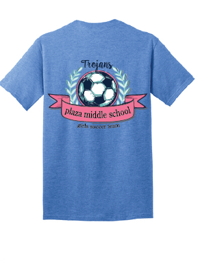 Trojans Southern Short Sleeve T-Shirt / Heather Royal / Plaza Girls Soccer - Fidgety