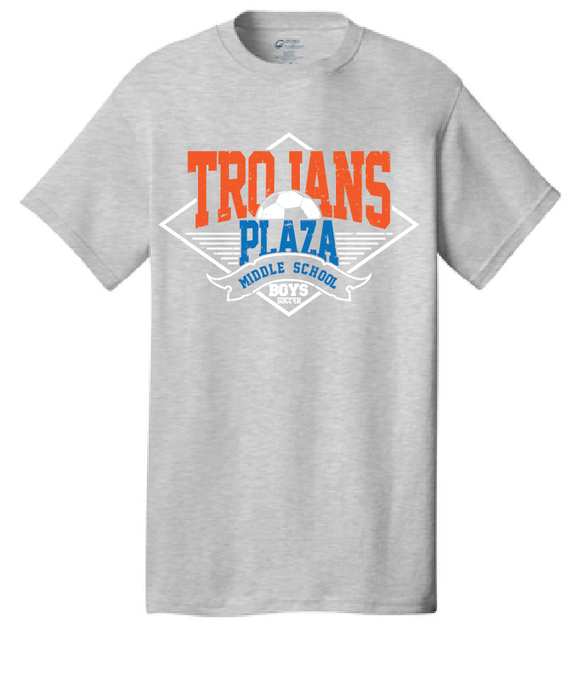 Trojans Boys Soccer Short Sleeve T-Shirt / Ash Gray / Plaza Soccer - Fidgety