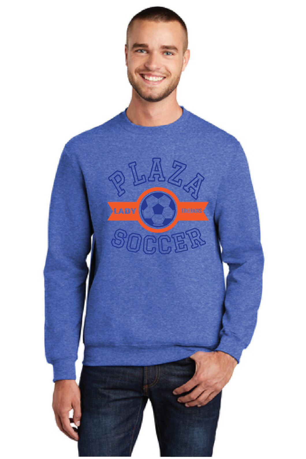 Fleece Crew neck Sweatshirt / Heather Royal / Plaza Girls Soccer
