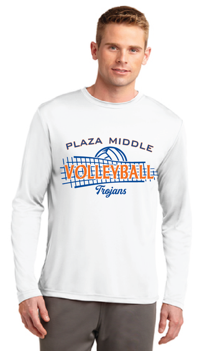 Long Sleeve PosiCharge Competitor Tee / White / Plaza Middle School Volleyball