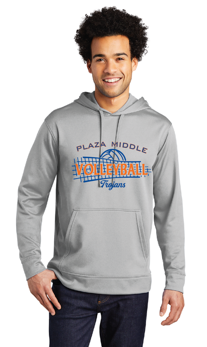 Performance Fleece Pullover Hooded Sweatshirt / Silver / Plaza Middle School Volleyball